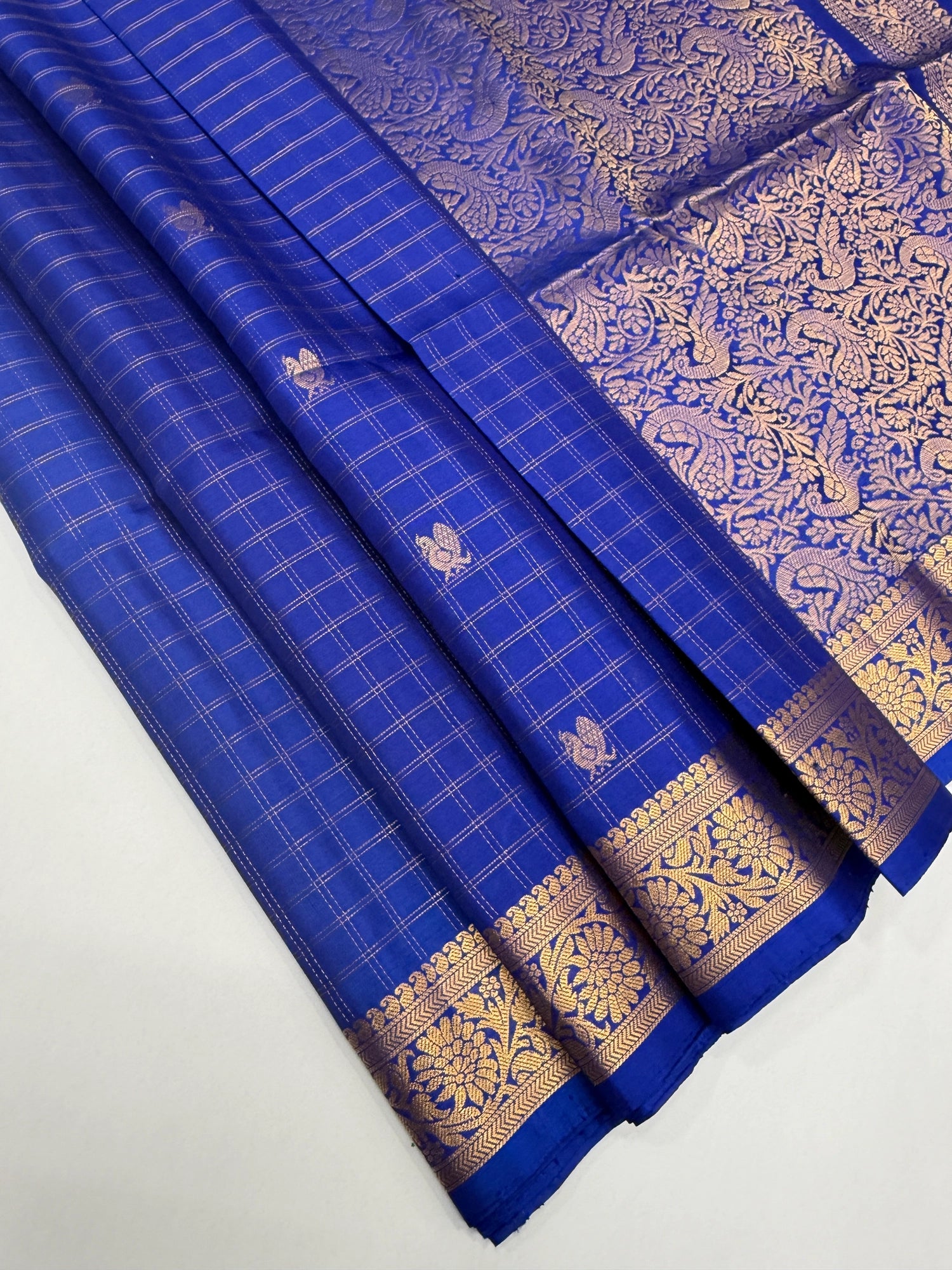 VSF951 - navy blue color body, pallu,blouse - Pure silk saree