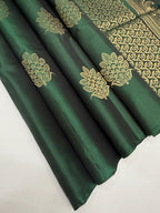 VSS459 - bottle green color body, pallu , blouse pure silk saree