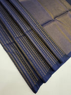VSA615 - navy blue color body, pallu , blouse pure silk saree