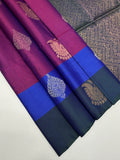 VSF794 - violet color body , peacock blue color pallu,blouse - Pure silk saree
