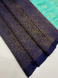 VSA217 - dark ink blue color body & sea blue color pallu , blouse pure silk saree