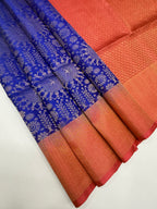 VSA649 - ink blue color body , pink color pallu , blouse pure silk saree