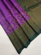 VSA72 - purple color body & bottle green color pallu , blouse pure silk saree