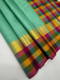 VSPP32 - turquoise blue color body ,multicolor pallu,blouse - Pure silk saree