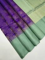 VSA644 - violet color body , pastel green color pallu , blouse pure silk saree