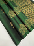 VSS475 - bottle green color body, pallu , blouse pure silk saree