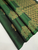 VSS475 - bottle green color body, pallu , blouse pure silk saree