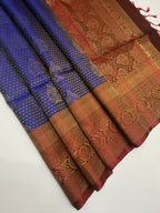 VSA356 - royal blue color body & maroon color pallu , blouse pure silk saree