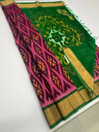 VSISC32 - pink color body , dark green color pallu , blouse.