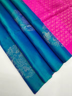 VSBP61 - bluish green color body & magenta color pallu,blouse - Pure silk saree