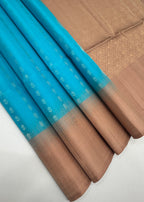 VSCB600 - sky blue color body , onion pink color pallu , blouse - Pure silk saree