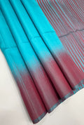 VSD137 - sky blue color body &amp; pink with blue color pallu,blouse - Pure silk saree