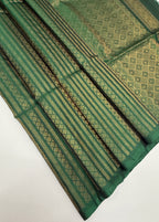 VSA516 - green color body, pallu , blouse pure silk saree