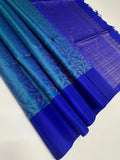 VSA660 - dual blue color body & ink blue color pallu , blouse pure silk saree
