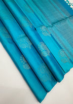 VSDS243 - royal blue color body, pallu , blouse pure silk saree
