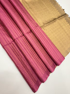VSA638 - Dusky pink color body & beidge color pallu , blouse pure silk saree