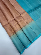 VSA647 - onion pink color body & sky blue color pallu , blouse pure silk saree