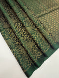 VSA624 - bottle green color body, pallu , blouse pure silk saree