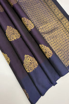 VSCB386 - dark violet color body , ink blue color pallu , blouse - Pure silk saree