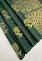 VSS319 - bottle green color body, pallu , blouse pure silk saree