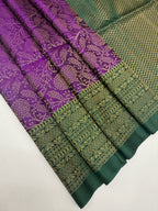 VSA430 - violet color body & bottle green color pallu , blouse pure silk saree