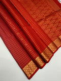 VSF950 - red color body,pallu,blouse - Pure silk saree
