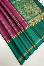 VSCB193 - purple color body , bottle green color pallu , blouse - Pure silk saree