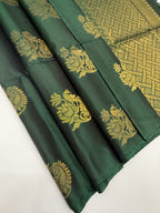 VSS295 - bottle green color body, pallu , blouse pure silk saree