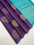 VSBL404 - violet color body , peacock green color pallu , blouse - Pure silk saree