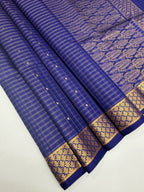 VSF947 - blue color body, pallu,blouse - Pure silk saree