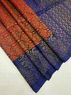 VSA245 - maroon color body & dark ink blue color pallu , blouse pure silk saree
