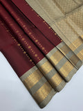 VSF938 - maroon color body , beige color pallu,blouse - Pure silk saree