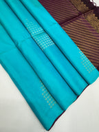 VSBP35 - copper sulphate blue color body, purple color pallu,blouse - Pure silk saree