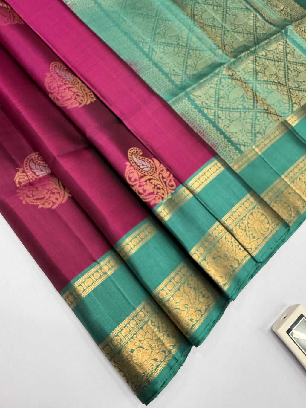 VSF932 - purple color body , sea green color pallu,blouse - Pure silk saree