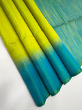 VSD139 - parrot green color body &amp; blue with green color pallu,blouse - Pure silk saree