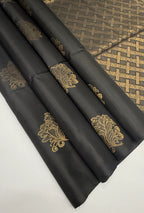 VSS334 - black color body, pallu , blouse pure silk saree