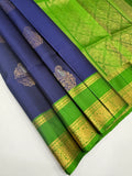 VSF934 - navy blue color body , green color pallu,blouse - Pure silk saree