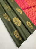 VSDBL118 - pastel green color body , rani pink pallu , blouse pure silk saree
