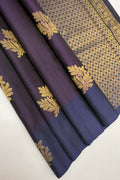 VSCB357 - dark violet color body , dark ink blue color pallu , blouse - Pure silk saree
