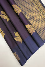 VSCB357 - dark violet color body , dark ink blue color pallu , blouse - Pure silk saree