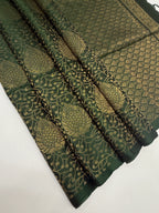 VSA622 - bottle green color body, pallu , blouse pure silk saree