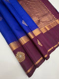 VSCB585 - royal blue color body , purple color pallu , blouse - Pure silk saree