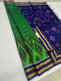 VSISC393 - green color body , navy blue color pallu , blouse.