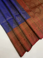 VSA441 - royal blue color body & maroon color pallu , blouse pure silk saree