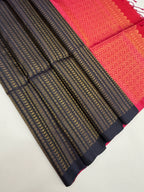 VSA618 - navy blue color body, & pink color pallu , blouse pure silk saree