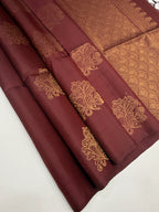 VSS401 - wine color body, pallu , blouse pure silk saree