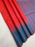 VSD134 - tomato red color body &amp; blue color pallu,blouse - Pure silk saree