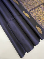 VSS463 - navy blue color body, pallu , blouse pure silk saree