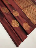 VSS397 - dark maroon color body, pallu , blouse pure silk saree