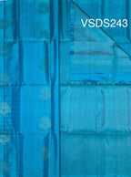 VSDS243 - royal blue color body, pallu , blouse pure silk saree